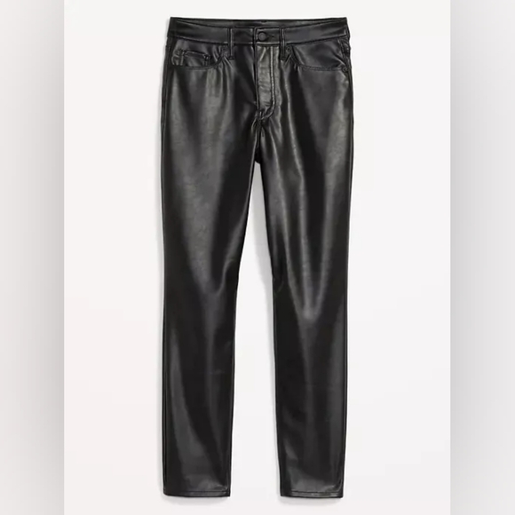 Old Navy High Rise OG Straight Faux Leather Black Ankle Pants Size 14 Minimalist - Picture 10 of 10